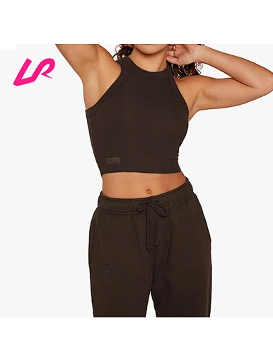 high neck ribbed tank top